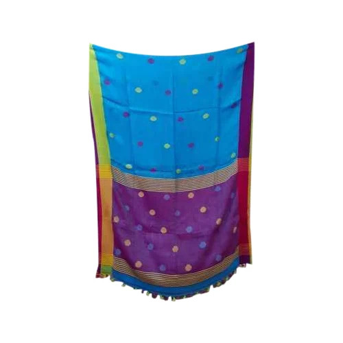 Cotton Handloom Saree - 6.3 M With Blouse Piece, Multicolor Printed, Casual Summer Wear