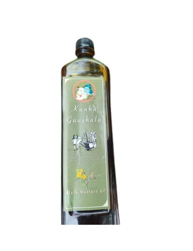 Kanha Gaushala Black Kachi Ghani Mustard Oil - 1 L Plastic Bottle, Cold Pressed, Strained Without Machine | Cooking, Home & Hotel Use