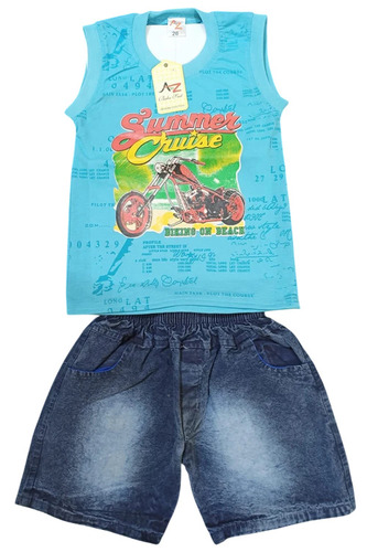 Kids Blue Round Neck T Shirts Shorts