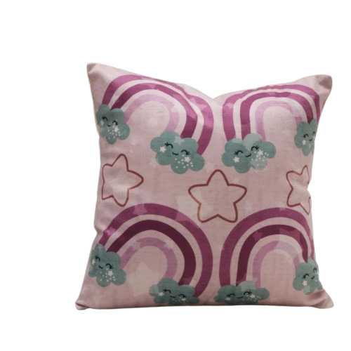 Light Purple Cloudy Smiles Printed Cotton Cushion Cover