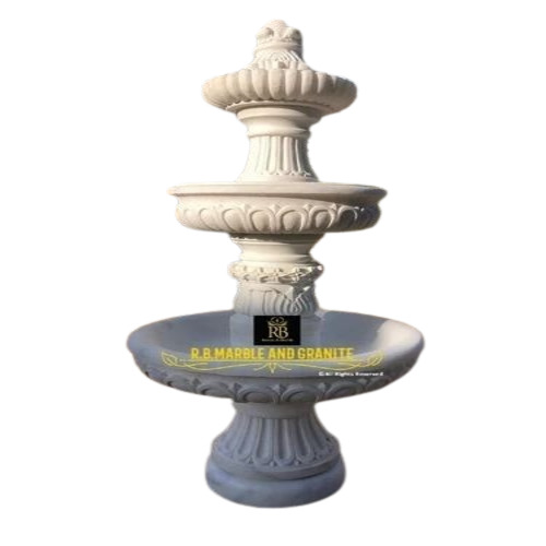 Marble Garden Fountains - White Marble, 3 Tier, 4ft Height x 2ft Diameter, Outdoor | Multicolor, Good Quality