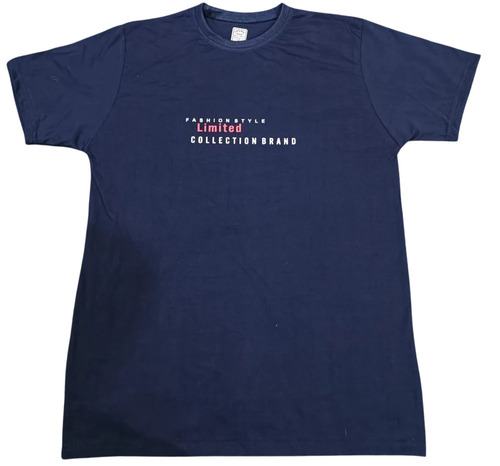 Men Dark Blue Round Neck T Shirt