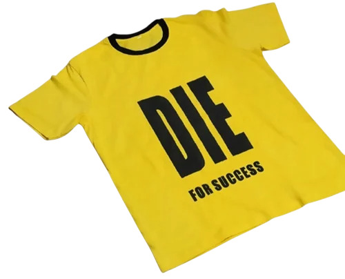 Mens Yellow Cotton Printed T Shirt - Cotton, Customized Sizes, Yellow | Breathable, Skin-Friendly, Lightweight, Fade-Resistant Print