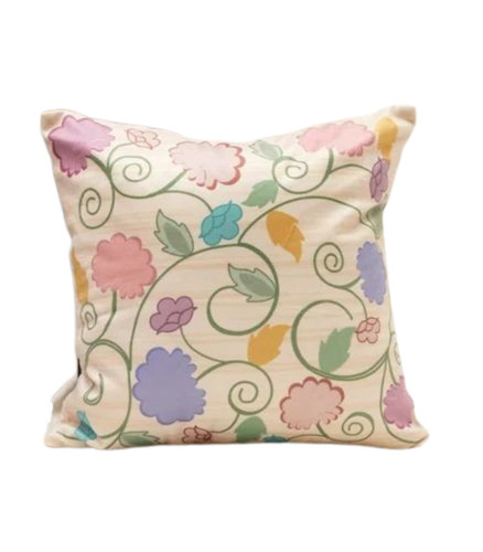 Off White Blooming Joy Printed Cotton Cushion Cover