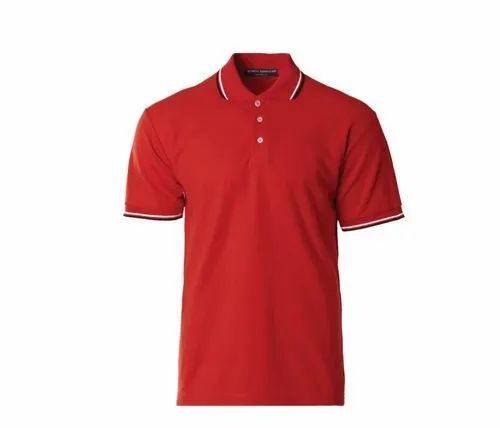 Red Cotton Polo T Shirt - V-Neck Half Sleeves Red Regular Fit Lightweight | Soft Breathable Quick Dry Comfortable Fit