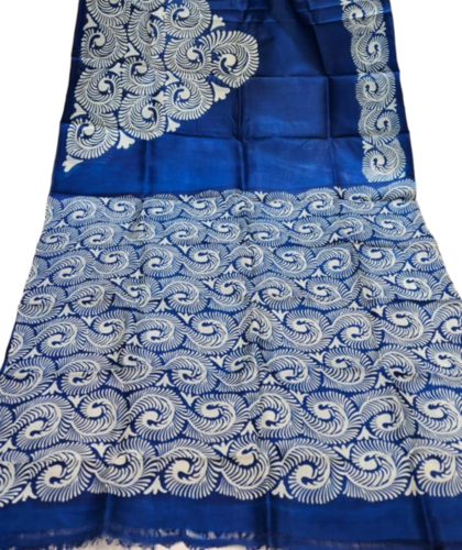 Royal Blue Bishnupuri Katan Silk Saree - Occasion: Party Wear