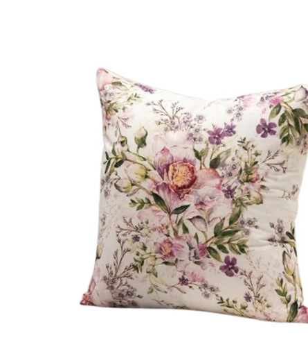 White Floral Serenade Printed Cotton Cushion Cover