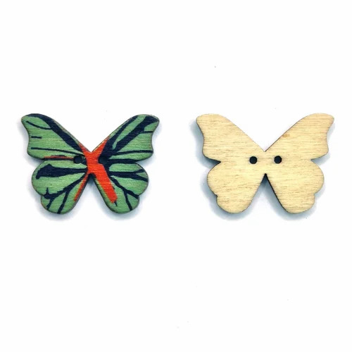 Butterfly Design Wooden Button