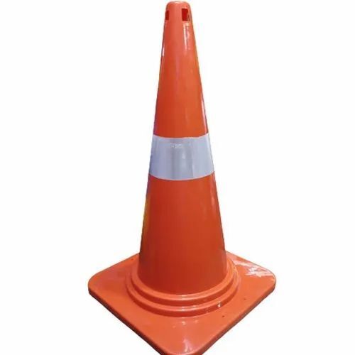 Eco Friendly Safety Cone - Plastic, Standard Size, Red | Manual, Long Lasting, Security Purpose