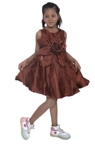 Kids Brown Party Wear Frock