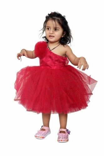 Kids Red Net Frock