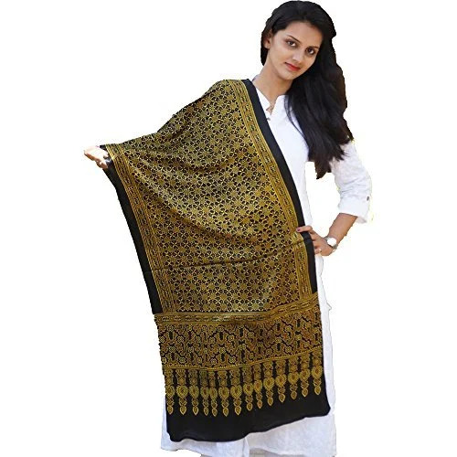 Ladies Silk Ajrakh Block Printed Stole
