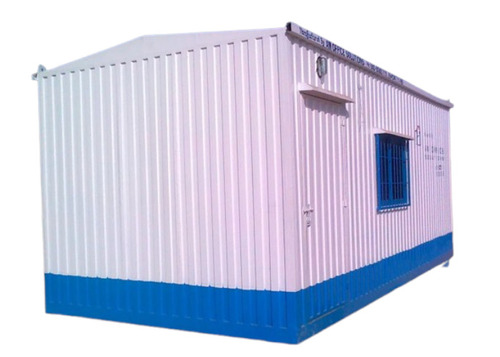 Mild Steel Portable Office Cabin - Mild Steel, White & Blue, Steel Door, Mild Steel Roof, Office Use