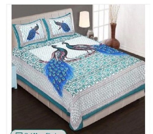 Peacock Printed Double Bed Covers - Full Size, Various Colors, Tear Resistant Fabric | Lightweight, Soft Touch, Shrink Resistant