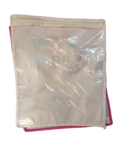 Plain White Saree Cover Bag - Plastic, Multicolor, Zipper Closure | Loop Handle, Water Resistant, Saree Packaging