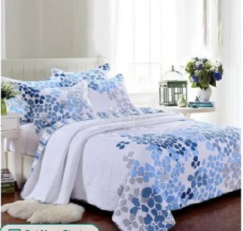 Printed White Cotton Bed Sheet - Full Size, Various Colors | Shrink Resistant, Tear Resistant, Smooth Texture