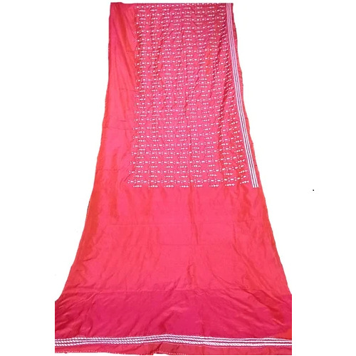 Red Katha Stitch Blended Bangalore Silk Saree - Silk, 6.3 m, Red | Embroidered, Party Wear, Winter, South Style, Handmade, With Blouse Piece