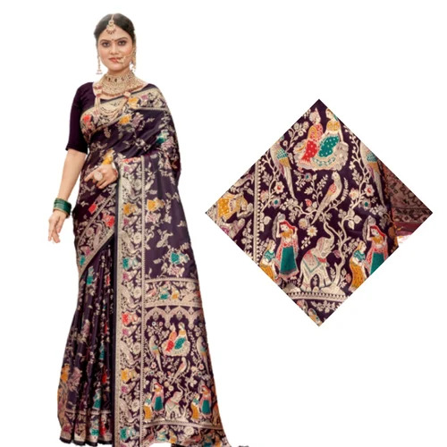 B Satin Green Focus Saree