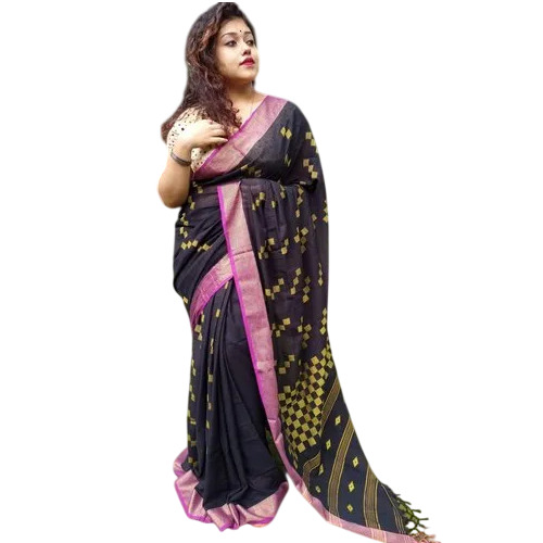 Black Pure Cotton Saree