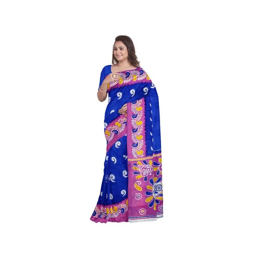 Blue Printed Cotton Saree