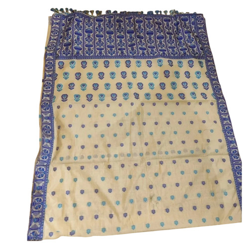 Cream Assam Khadi Cotton Saree - 6.5 Meter Hand Woven Border | Women Festive Summer Handloom