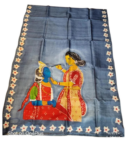 Grey Bishnupuri Pure Silk Saree