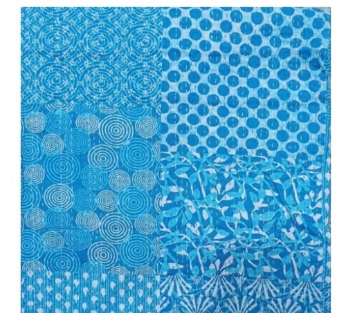 Hand Block Print Blue Cotton Quilt - Full Size, Printed Pattern | Lightweight, Cozy Sleep Support, Comfortable Weight