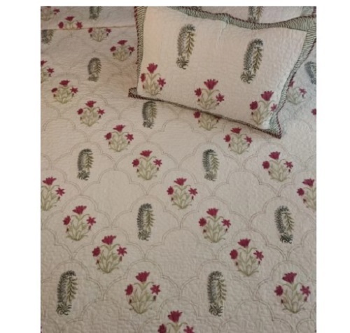 Hand Block Print Cotton Quilted Bed Cover
