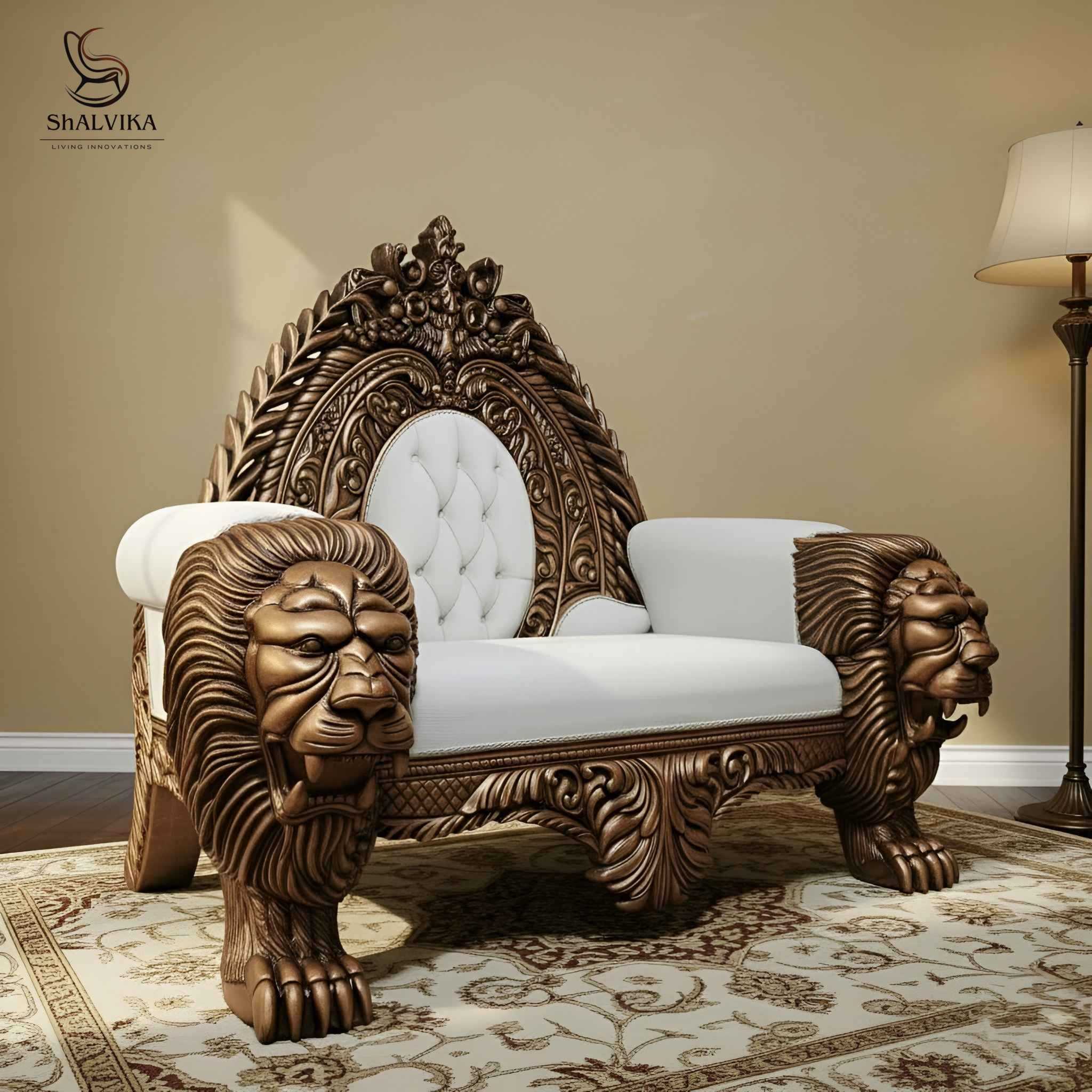 Handcrafted Guruji Gaddi Chair in Lion Design