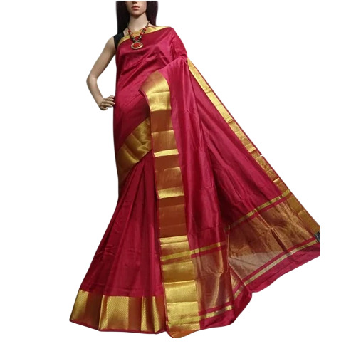 Ladies Bangalore Silk Saree - Silk, 6 Meter, Red | Women, Party Wear, Winter