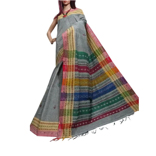 Ladies Bengal Cotton Saree - Cotton, 6 Meter, Gray | Women, Party Wear, Printed, Summer, Bengali Style