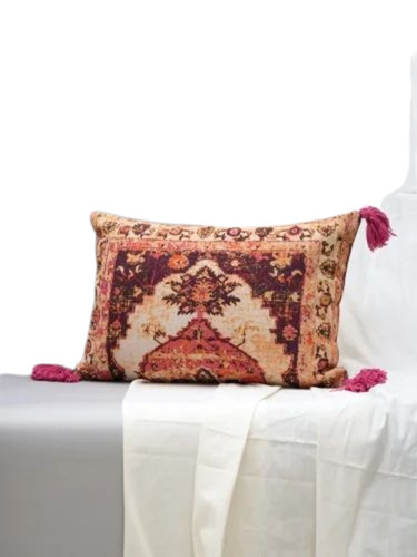 Maroon Vintage Charm Printed Cotton Pillow Covers - Cotton, 12x20 Inch, Maroon | Printed Rectangular Head Pillow Cover