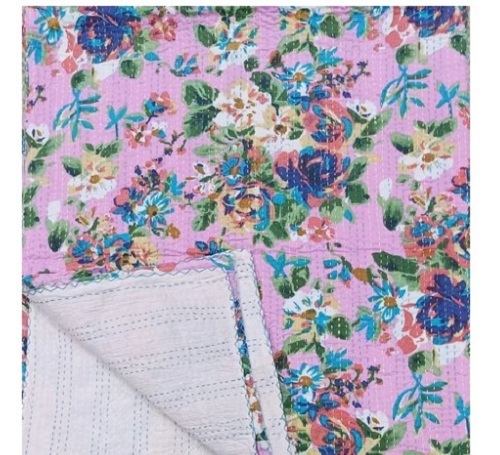 Printed Kantha Bed Cover