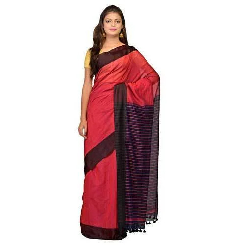 Red & Black Ladies Cotton Saree