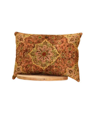 Red Regal Rust Embroidered Cotton Pillow Cover