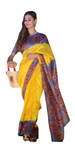 Yellow Bishnupuri Silk Saree