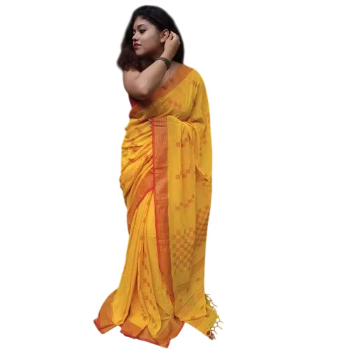 Yellow Pure Cotton Saree