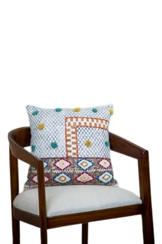 Block Printed Pillow Cover - Cotton, 18x18 Inch, Multi Color | Printed Pattern, Square Shape, Head Use