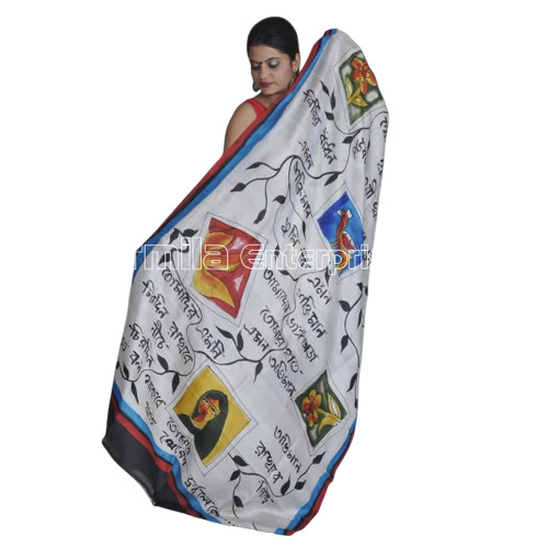 Hand Painted 3 Ply Silk Saree