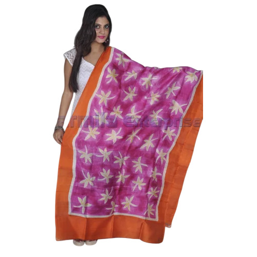 Hand Painted Silk Dupatta - Silk, Multicolor | Comfortable, Women, Summer Winter