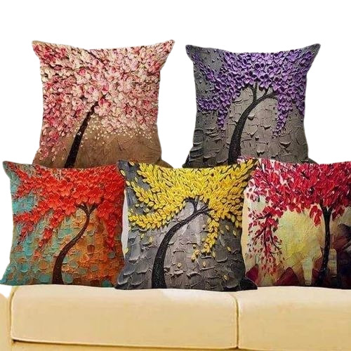 Printed Cushions Covers - 100% Polyester 16x16 Inch Multicolor | Square Zipper Closure Printed Pattern
