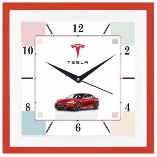 Promotional Wall Clock - Plastic 11 Inch Red, Quartz Analog, Polished Square Dial