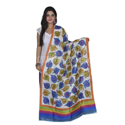 Pure Hand Painted Silk Dupatta - Pure Silk, Multicolor | Comfortable, Women
