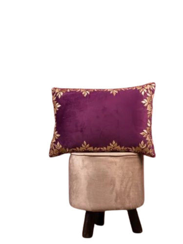 Purple Regal Embroidered Velvet Pillow Cover - Velvet, 12x20 Inch, Purple | Rectangular Head Pillow