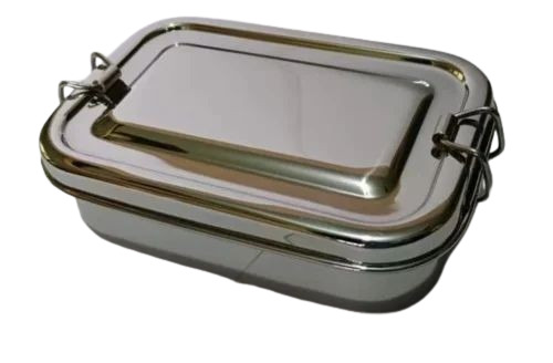 Stainless Steel Rectangular Lunch Box - 5x8 Inch, Silver | Corrosion Resistant, Rust Proof, Heat Resistant