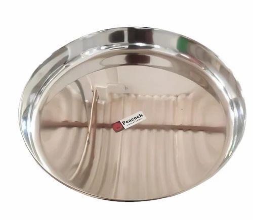 Stainless Steel Round Dinner Plate - Polished Silver, Various Sizes, Rust-Proof, Heat Resistant