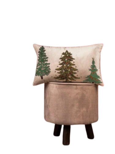 White Pine Wonderland Embroidered Velvet Pillow Cover