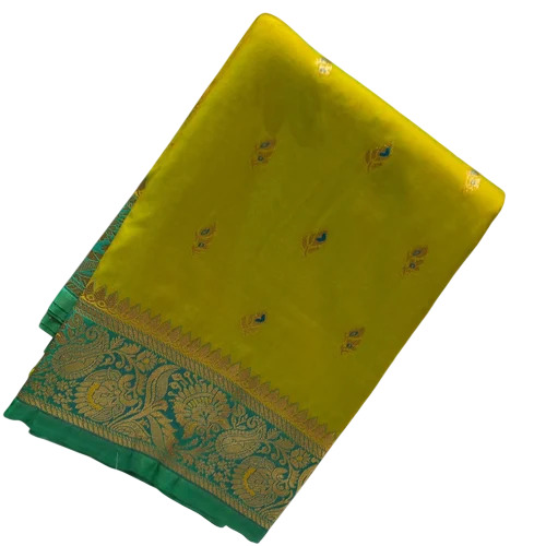Yellow Kanjivaram Art Silk Saree - Silk, 6.3 Meter, Hand Wash | Yellow, Woven Pattern, Party Wear, Winter, South Style