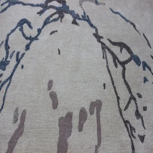 Crack Pattern Floor Woolen Carpet - Wool, 5x7 Foot, Rectangle, Printed | Anti-Bacteria, Easy to Clean, Non-Slip, Handmade, Modern Storage