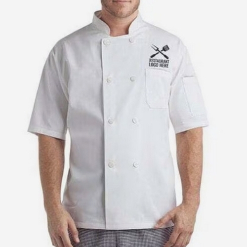 Half Sleeve Cotton Catering Uniform - All Sizes, White | Breathable, Comfortable Fit, Button Closure, Washable Fabric